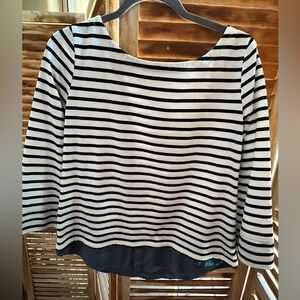 Market & Spruce Black and White Striped Blouse